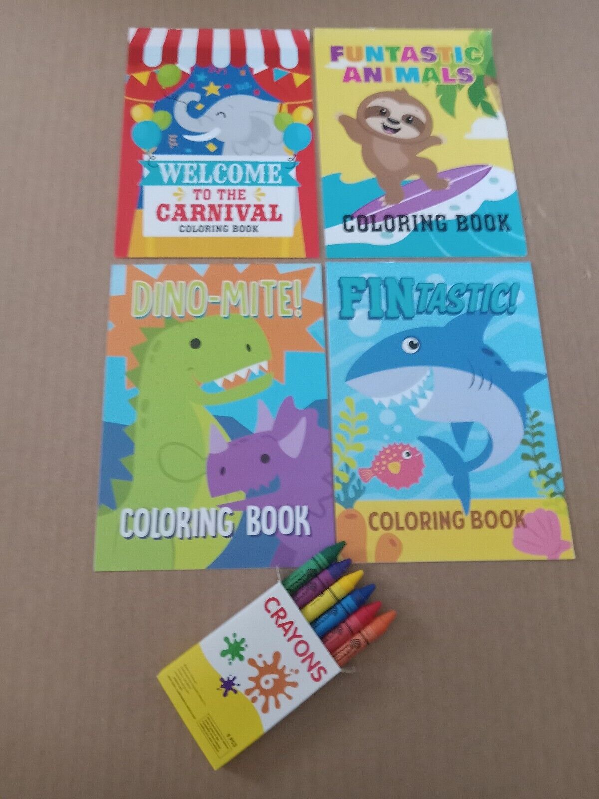 COLORING BOOKS, KIDS, 6 PAGES, 4 BOXES OF CRAYONS (6 PER BOX) & 4 COLO –  ashvillegiftgallery